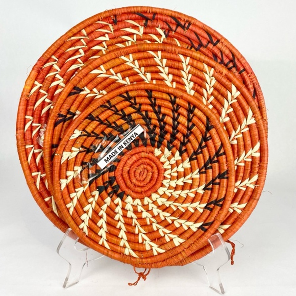 NWOT Woven Coil Raffia Charger Placemat Set (3)/Wall Hangings